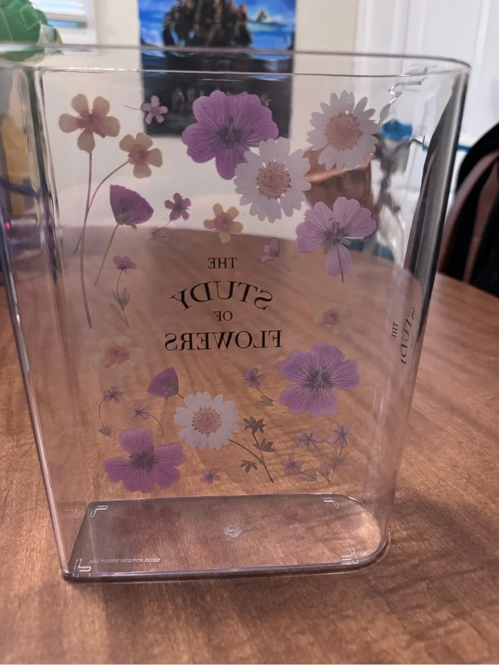 Clear Floral 'The Study of Flowers' Acrylic Vase - Pink & White Flowers